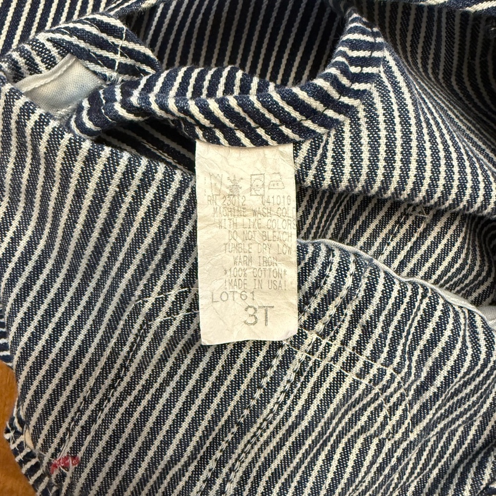 Round House 3T Striped Blue Kids Overalls - Picture 4 of 4